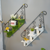 樓梯壁掛美式客廳花架鐵藝置物架壁掛墻上盆栽娃娃架子掛鉤裝飾品