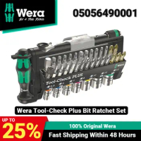 WERA 05056490001 39 Pieces Tool-Check Plus Slotted Ratcheting Screwdriver 1/4" Head 27 RA MULTI Metr