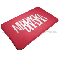 Nebraska State Silhouette Design-Ne Gifts-Nebraska Text In White-Husker Face Mask Soft Non-Slip Mat Rug Carpet Cushion Nebraska