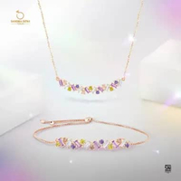 Bracelet Adjust Gelang Tangan Serut SDW Gold Baguette Rainbow 18K/755 Terbaru Termurah