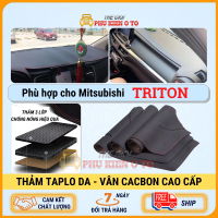 Thảm taplo ô tô phù hợp cho Mitsubishi Triton 2015 - 2025 Chất Liệu Da Vân Cacbon, Chống Nóng Bảo Vệ