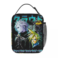 Cloud Strife Vintage Final Fantasy 7 Thermal Insulated Lunch Bag Video Games FF7 Portable Food Bag Thermal Cooler Lunch Box