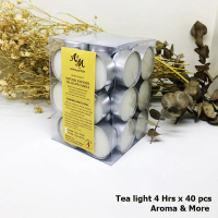 [Tiktok ขายร้อน] Aroma&More  Tealight Candle 40 Pcs/Pack -Made from natural,Good for 4 hrs.-UNSCENTE