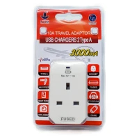 FYM 豊葉牌 3位可變腳旅行充電插座 | 1x13A+2USB Type-A | 3A快充 | 香港行貨