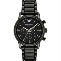 EMPORIO ARMANI 亞曼尼 復古黑鋼計時腕錶/黑面 AR1507 正品 百貨實體店面