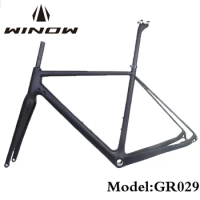 Winowsports Gravel Bike Carbon Frame 700*42C Full Carbon Racing Bike Frameset Top 1-1/8'' down 1-1/2'' Gravel Bicycle Frames