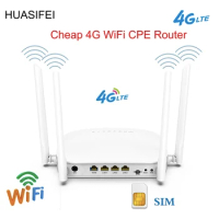 HUASIFEI 300mbps Unlocked 4G CPE Wireless Router 150mbps 4G Router Sim Card Mobile Wifi Hotspot With Sim Card Slot 4 LAN Port
