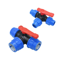 1/2" 3/4" 1" 1.25" 1.5" 2" Tee Plastic Ball Valve Water Splitter T-type PE Fast Connection Pipe Quick Union 20/25/32/40/50/63mm