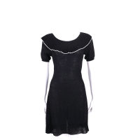 BOUTIQUE MOSCHINO 黑色荷葉領邊設計短袖洋裝(100%COTTON)