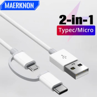 2 in 1 USB Charge Cable Type C Cable Fast Charging Phone Charger Data Cord For Huawei Samsung Xiaomi 0.5M/1.2M/2M Micro USB Wire
