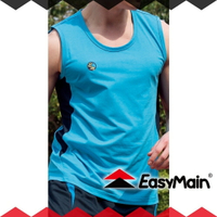 【EasyMain 衣力美 男 排汗快乾運動背心《藍》】VE17017/機能上衣/透氣休閒T恤/無袖排汗衣
