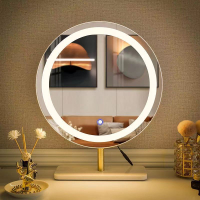 智能輕奢led燈可旋轉臥室家用化妝鏡簡約現代臺式桌面網紅梳妝鏡
