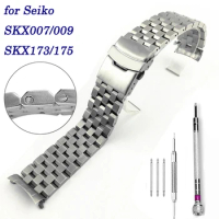 316L Stainless Steel Watch Band Bracelet for Seiko SKX007 SKX009 SKX173 SKX175 Wristband 20mm 22mm Strap Curved End Link