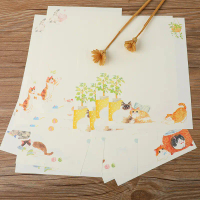 16 Sheets of Letter Paper Creative Chinese Style Fresh Envelopes Cat A5 Letter Paper Wholesale Exqui