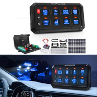 MICTUNING P1s 5.0 Inch 8/12 Gang Switch Panel Blue Backlight 3 Silicon Button Control Relay Box for Truck SUV UTV Offroad Car
