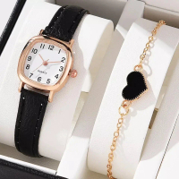 ABL2190 - Jam Tangan Kotak Kecil Set Dengan Gelang Cantik dan Box quartz wanita Watches