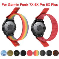 26MM Nylon Watch Band Straps For Garmin Fenix 7X 6X Pro Easyfit Wristbands Fenix 5X Plus Tactix 7 Pro Enduro Smartwatch Bracelet