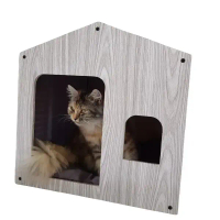 RUMAH MAINAN TEMPAT TIDUR KUCING KUCING KAYU UKURAN BESAR FREE BANTAL KASUR TIDUR KUCING