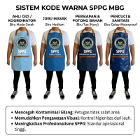 Celemek Apron SPPG MBG Premium Canvas - Apron Badan Gizi Nasional Leather Strap - Custom Warna, Logo