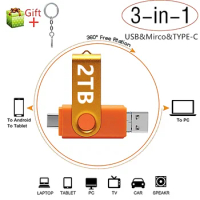 New 3 In 1 OTG USB Flash Drive 2TB Type-C &amp; Micro USB Phone Pendrive 1TB 512G 256G Memory USB Stick Pen Drive 128GB U Disk Gift