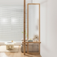 日式實木水波紋玻璃屏風隔斷現代簡約客廳入戶玄關網紅民宿裝飾