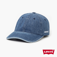 Levis 男女同款 可調式皮環丹寧棒球帽 / 精工刺繡Logo / 復古中藍染水洗
