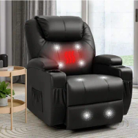 Rocker Recliner Chair with Massage and Heat for Elderly, Leather Adjustable 360°Swivel Rocking Sofa for Living Room