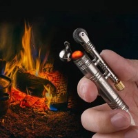 Portable Metal Windproof Kerosene Match Rope Lighter Outdoor Camping Survival Retro Vintage Tinder Lighter Men's Cigarette Tool