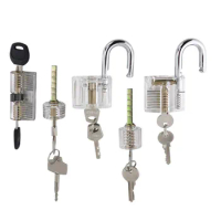 5pcs/lot Transparent Padlocks Practice Locksmith Training Tools Visible Lock Pick Set Training Lock