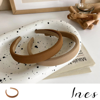 【INES】斜紋髮箍/復古氣質純色奶咖色系復古斜紋髮箍 髮圈(2色任選)