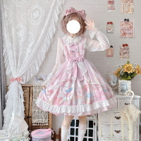 連衣裙2022新款女Lolita洋裝大尾拖jsk吊帶連衣裙夏洛麗塔公主裙