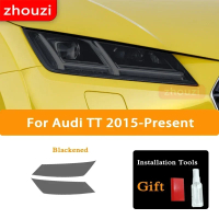 Kailey สำหรับ Audi TT TTS TTRS MK3 รุ่นปี 2015 ขึ้นไป ฟิล์มป้องกันไฟหน้ารถยนต์สีดำ 2 ชิ้น อุปกรณ์เสร