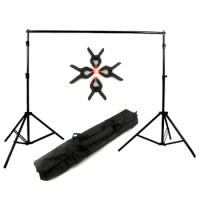 2.6x3m / 8.5x10ft Photo Studio Backdrop Support Stand Set Ajustable Background Crossbar + Carrying Bag + Clamps Kit