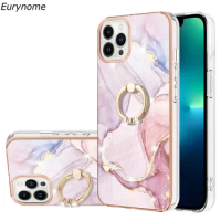 Ring Holder Case For iPhone 12 Pro Max 13 Mini High Quality Marble IMD Shockproof Phone Cover For Apple iPhone 11 13 Pro Max