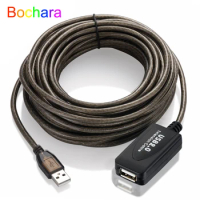 Bochara USB 2.0 Extension Cable Type A Male to Female Dual Shielding(Foil+Braided) Booster Chipset FE1.1S 5m 10m 15m 20m 30m