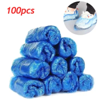 100 PCS Plastic Disposable Shoe Covers Cleaning Overshoes Waterproof Shoe Covers Outdoor Rainy Day Carpet Cleaning Shoe Cover