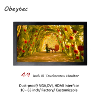 Obeytec 49inch IR multi touch screen monitor, dust proof, 350cd/m2, 1920*1080, view 1080(H)×612(V) m