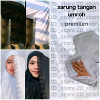 Set Umroh Haji Wanita Premium - Bergo Celana Sarung Tangan Renda Prada Salmanan