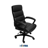 Informa Uzziel Kursi Kantor Sandaran Sedang - Hitam Tempat Duduk Kerja Dengan Roda Office Chair Kurs
