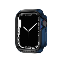 軍盾防撞 抗衝擊 Apple Watch Series 9/8/7 (45mm) 鋁合金雙料邊框保護殼(深海藍)