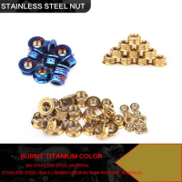 Burning titanium nut golden screw motorcycle modified nut M6.M8.M10.M12 appearance carved 304 stainless steel bolt