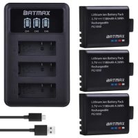 Batmax 3pc 1180mAh PG1050 Li-ion Battery+LED 3slots USB Charger for Sports Action Camera SJCAM , EKEN H9 H9R H3 H3R H8PRO H8R