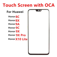 Honor8X Touch Screen For Huawei Honor X10 Lite X9 9C 9A 8X 8C Out Glass LCD Front Panel Lens With OCA Glue