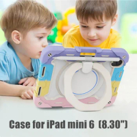 Hand Strap Tablet Case For Apple iPad mini 6 Silicone Heavy Duty Shockproof Armor Case Kickstand Holder Stand Kids Cover