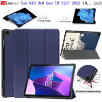 เคสหนัง PU, ฝาครอบขาตั้งแบบพับได้แบบปรับได้, สำหรับ Lenovo Tab M10 3rd Gen 10.1 นิ้ว 2022 TB-328F แท