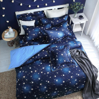 艾莉絲-貝倫 閃耀星空 100%純棉 六件式雙人鋪棉床罩組-藍色