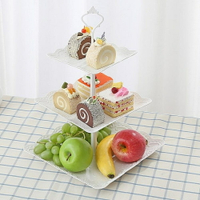 點心盤塑料水果盤下午茶點心蛋糕架創意干果多層托盤甜品台生日禮品    都市時尚