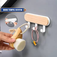 OEM SK-C1487 Gantungan Hook Tempel Model Kayu Estetik Dekorasi Rumah Minimalis / Gantungan Pengait T