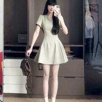 Váy ngắn Tay Hàng Mới Về Mùa Hè, Váy Chữ A, Thanh Lịch, Vải Mỏng đầm  slay  ăn  cưới  sang  chảnh se