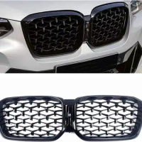 For BMW X3 X4 G01 G02 2022+ 1PC Car Front Bumper Diamond Kidney Grill Meteor Style ABS Chrome Mesh Grille Replacement Part